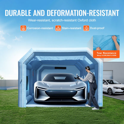 Uppblåsbar målarbox, 26,2 x 14,8 x 9,8 fot/8 x 4,5 x 3 m uppblåsbar sprutbox, med 950W + 750W kraftfulla blåsmaskiner och luftfiltersystem, bärbar bilmålarbox för liten lastbil, stor motorcykel, medelstor SUV