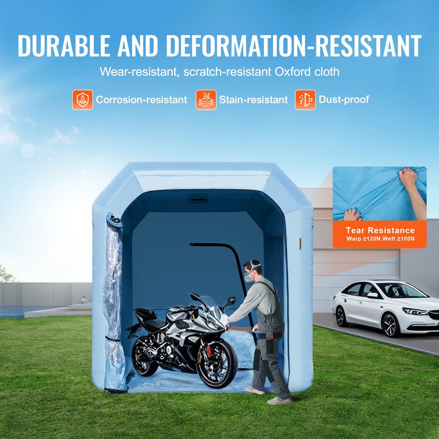Inflatable Paint Booth, 9.8 x 8.2 x 8.2 ft/3 x 2.5 x 2.5 m Inflatable Spray Booth, with 550W Powerful Blower and Air Filter System, Portable Car Paint Booth for Motorcycle, Bicycle, Small Furniture Painting