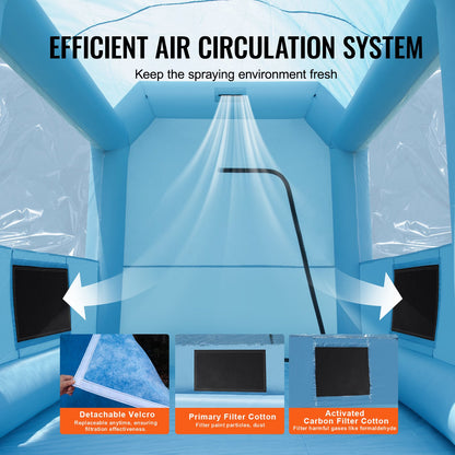 Inflatable Paint Booth, 9.8 x 8.2 x 8.2 ft/3 x 2.5 x 2.5 m Inflatable Spray Booth, with 550W Powerful Blower and Air Filter System, Portable Car Paint Booth for Motorcycle, Bicycle, Small Furniture Painting