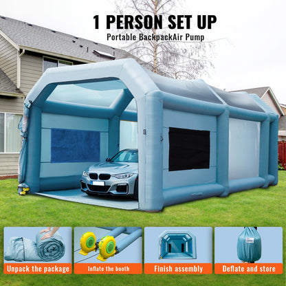 Inflatable Spray Booth Car Paint Tent 701 cm x 396 cm x 259 cm Filter System 2 Blowers