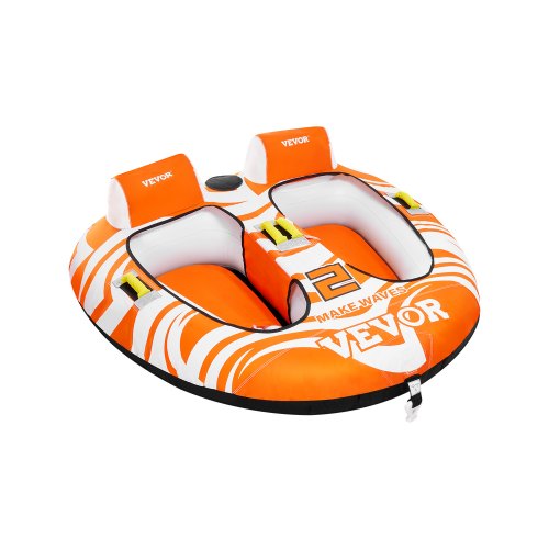 Towable Tubes for Boating 2 Person, Inflatable Boat Tubes and Towables with 2 Cockpits, 340lbs Water Sport Tubes for Boat to Pull - with 840D Full Nylon Cover, Padded Grab Handles & Safety Valve
