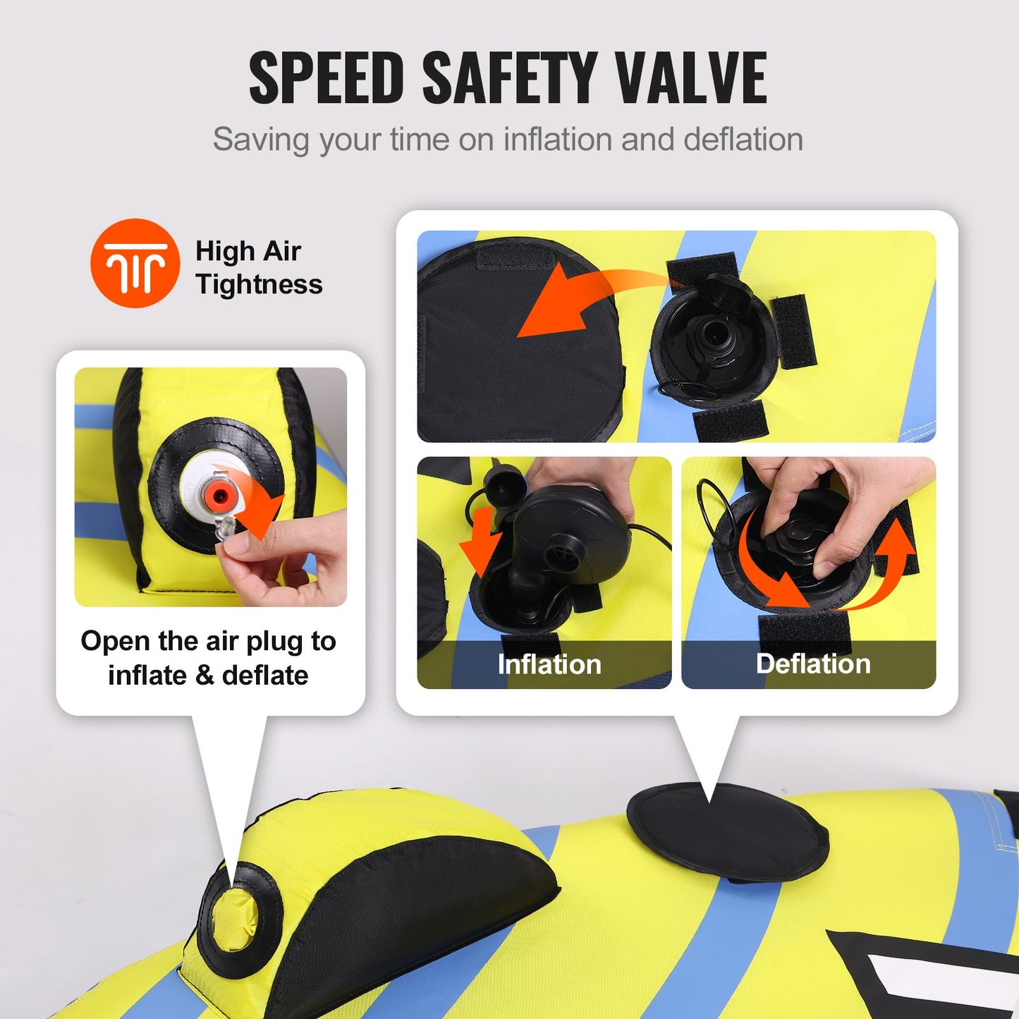 Towable Tube for Boating, 1-3 Riders Inflatable Towable Tube with Bumper Fins, 510 lbs Water Sport Towable Tubes for Boats to Pull, Full Nylon Cover, EVA Grab Handles and Speed Safety Valve