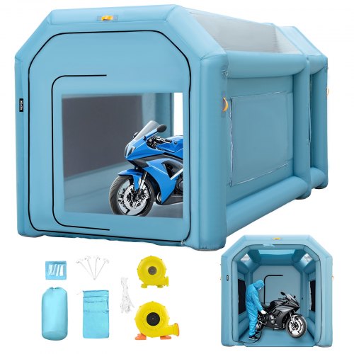 Portable Inflatable Paint Booth, 396.24 x 243.8 x 243.8 cm Inflatable Spray Booth, Car Paint Tent w/ Air Filter System & 2 Blowers, Upgraded Blow Up Spray Booth Tent, Auto Paint Workstation Motorcycle Garage