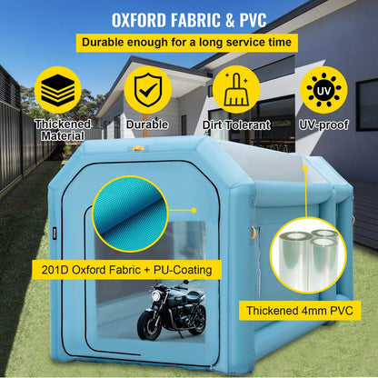 Portable Inflatable Paint Booth, 396.24 x 243.8 x 243.8 cm Inflatable Spray Booth, Car Paint Tent w/ Air Filter System & 2 Blowers, Upgraded Blow Up Spray Booth Tent, Auto Paint Workstation Motorcycle Garage