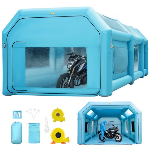 Portable Inflatable Paint Booth, 609.6 x 304.8 x 249.9 cm Inflatable Spray Booth, Car Paint Tent w/ Air Filter System & 2 Blowers, Upgraded Blow Up Spray Booth Tent, Auto Paint Workstation, Motorcycle Garage