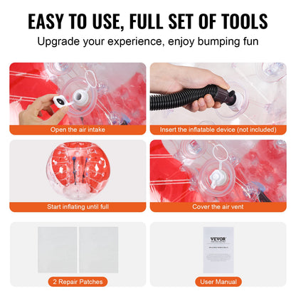 Uppblåsbar Bumper Ball 1-pack, 5FT/1.5M Body Sumo Zorb-bollar för tonåringar och vuxna, 0.8mm tjocka PVC-mänskliga hamsterbubbelbollar för utomhuslek, Bumper Bopper-leksaker för trädgård, gård, park