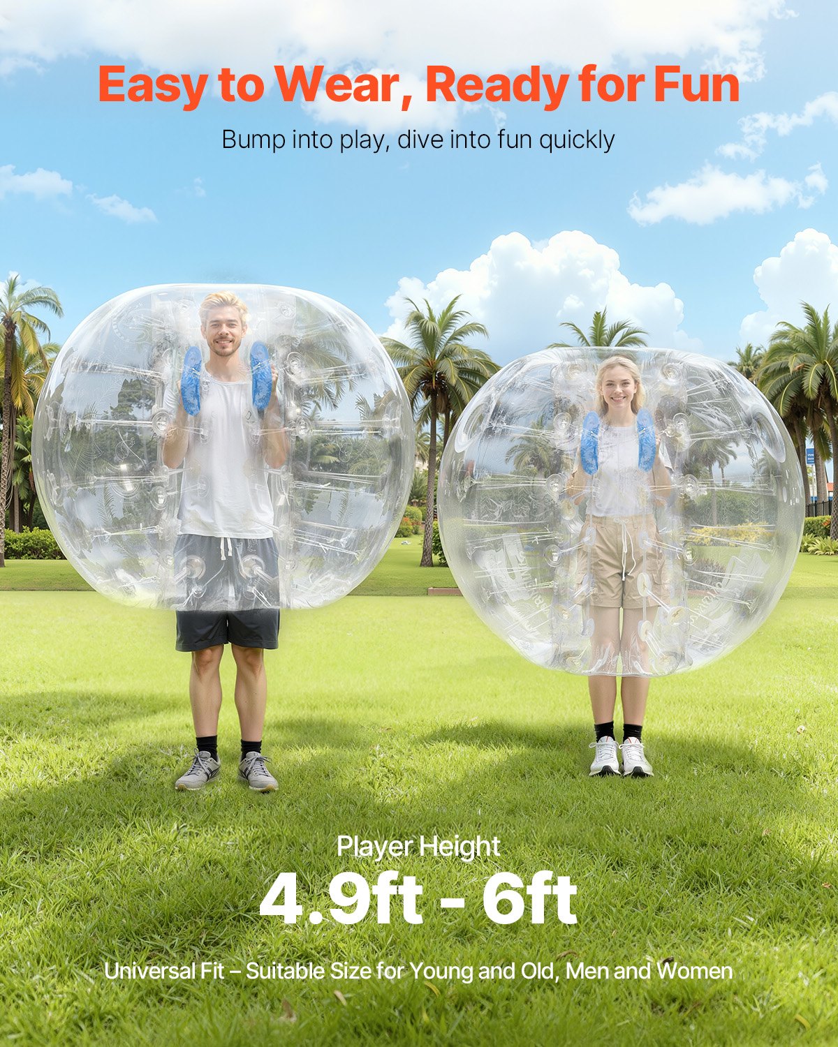 Uppblåsbar Bumper Ball 1-pack, 5FT/1.5M Body Sumo Zorb-bollar för tonåringar och vuxna, 0.8mm tjocka PVC-mänskliga hamsterbubbelbollar för utomhuslek, Bumper Bopper-leksaker för trädgård, gård, park