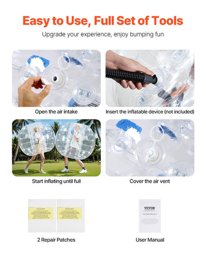 Uppblåsbar Bumper Ball 1-pack, 5FT/1.5M Body Sumo Zorb-bollar för tonåringar och vuxna, 0.8mm tjocka PVC-mänskliga hamsterbubbelbollar för utomhuslek, Bumper Bopper-leksaker för trädgård, gård, park