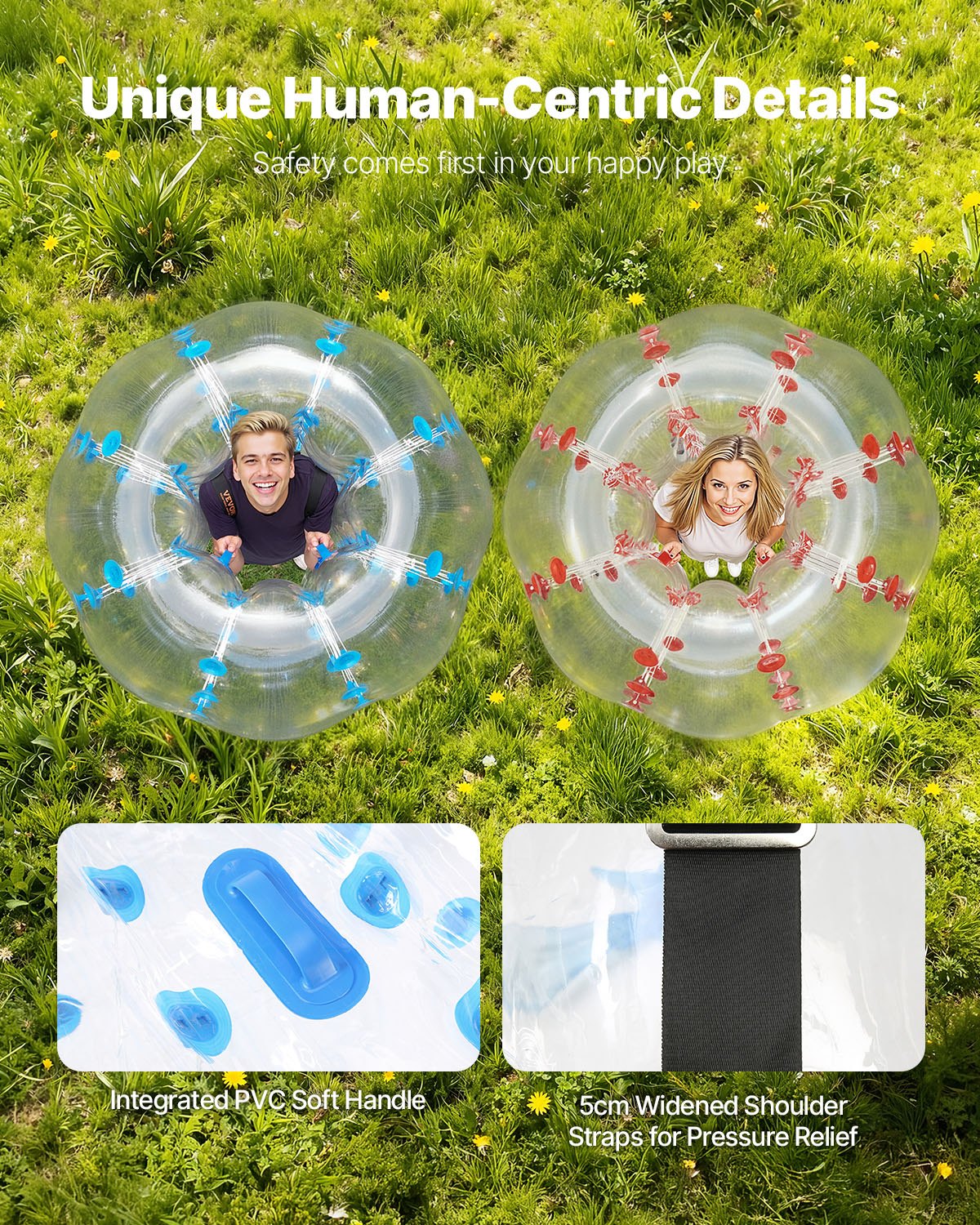 Inflatable Bumper Balls 2-Pack, 5FT/1.5M Body Sumo Zorb Balls for Teen & Adult, 0.8mm Thick PVC Human Hamster Bubble Balls for Outdoor Team Gaming Play, Bumper Bopper Toys for Garden, Yard, Park