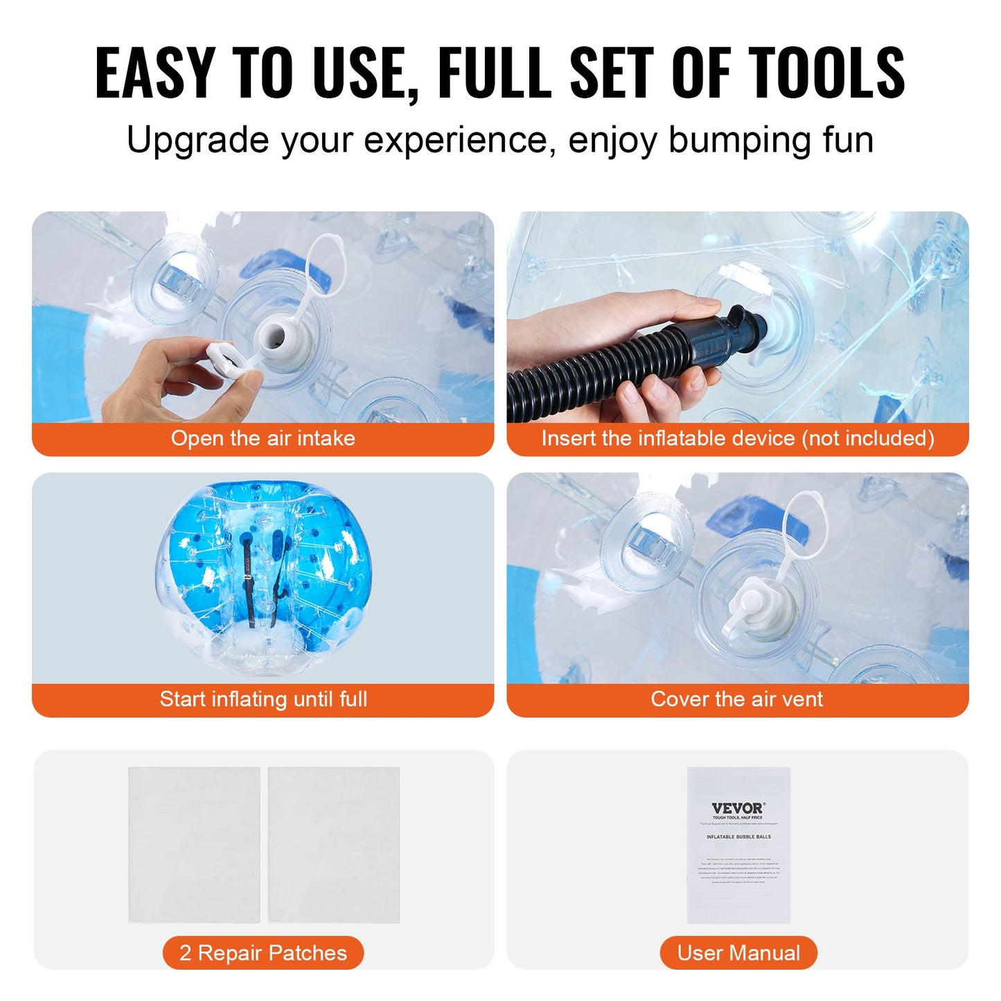 Inflatable Bumper Ball 1-Pack, 5FT/1.5M Body Sumo Zorb Balls for Teen & Adult, 0.8mm Thick PVC Human Hamster Bubble Balls for Outdoor Team Gaming Play, Bumper Bopper Toys for Garden, Yard, Park