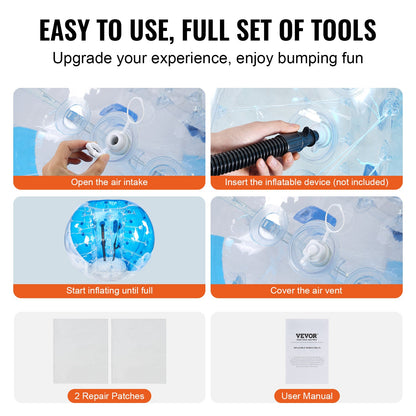 Inflatable Bumper Ball 1-Pack, 5FT/1.5M Body Sumo Zorb Balls for Teen & Adult, 0.8mm Thick PVC Human Hamster Bubble Balls for Outdoor Team Gaming Play, Bumper Bopper Toys for Garden, Yard, Park