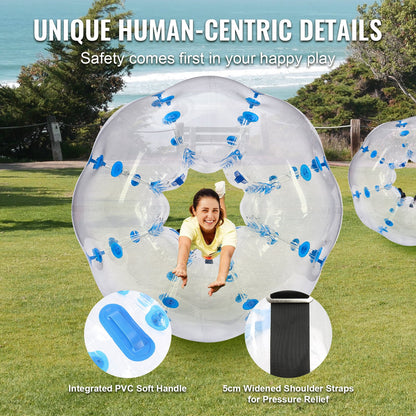 Inflatable Bumper Ball 1-Pack, 5FT/1.5M Body Sumo Zorb Balls for Teen & Adult, 0.8mm Thick PVC Human Hamster Bubble Balls for Outdoor Team Gaming Play, Bumper Bopper Toys for Garden, Yard, Park