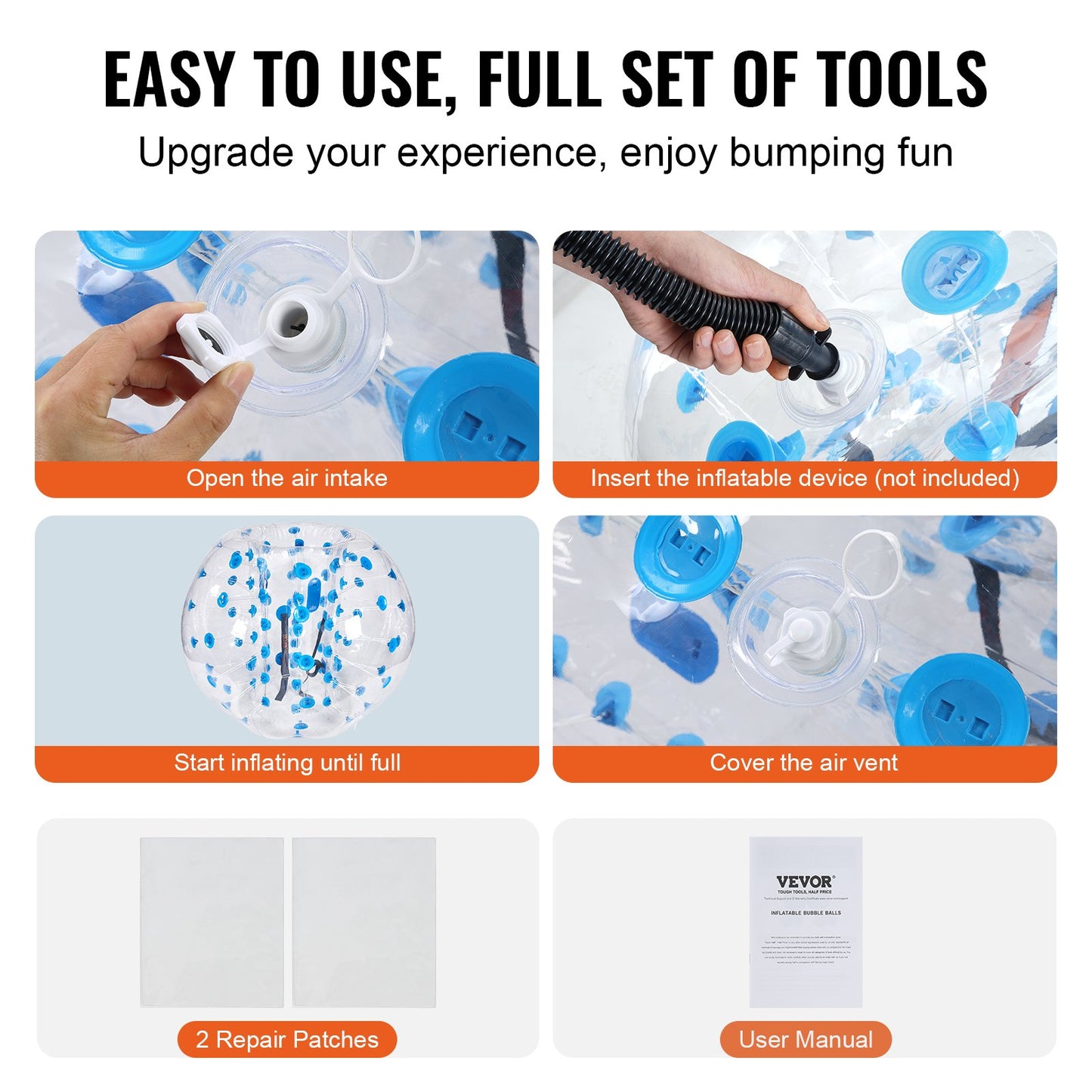 Inflatable Bumper Ball 1-Pack, 5FT/1.5M Body Sumo Zorb Balls for Teen & Adult, 0.8mm Thick PVC Human Hamster Bubble Balls for Outdoor Team Gaming Play, Bumper Bopper Toys for Garden, Yard, Park