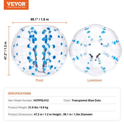 Inflatable Bumper Ball 1-Pack, 5FT/1.5M Body Sumo Zorb Balls for Teen & Adult, 0.8mm Thick PVC Human Hamster Bubble Balls for Outdoor Team Gaming Play, Bumper Bopper Toys for Garden, Yard, Park