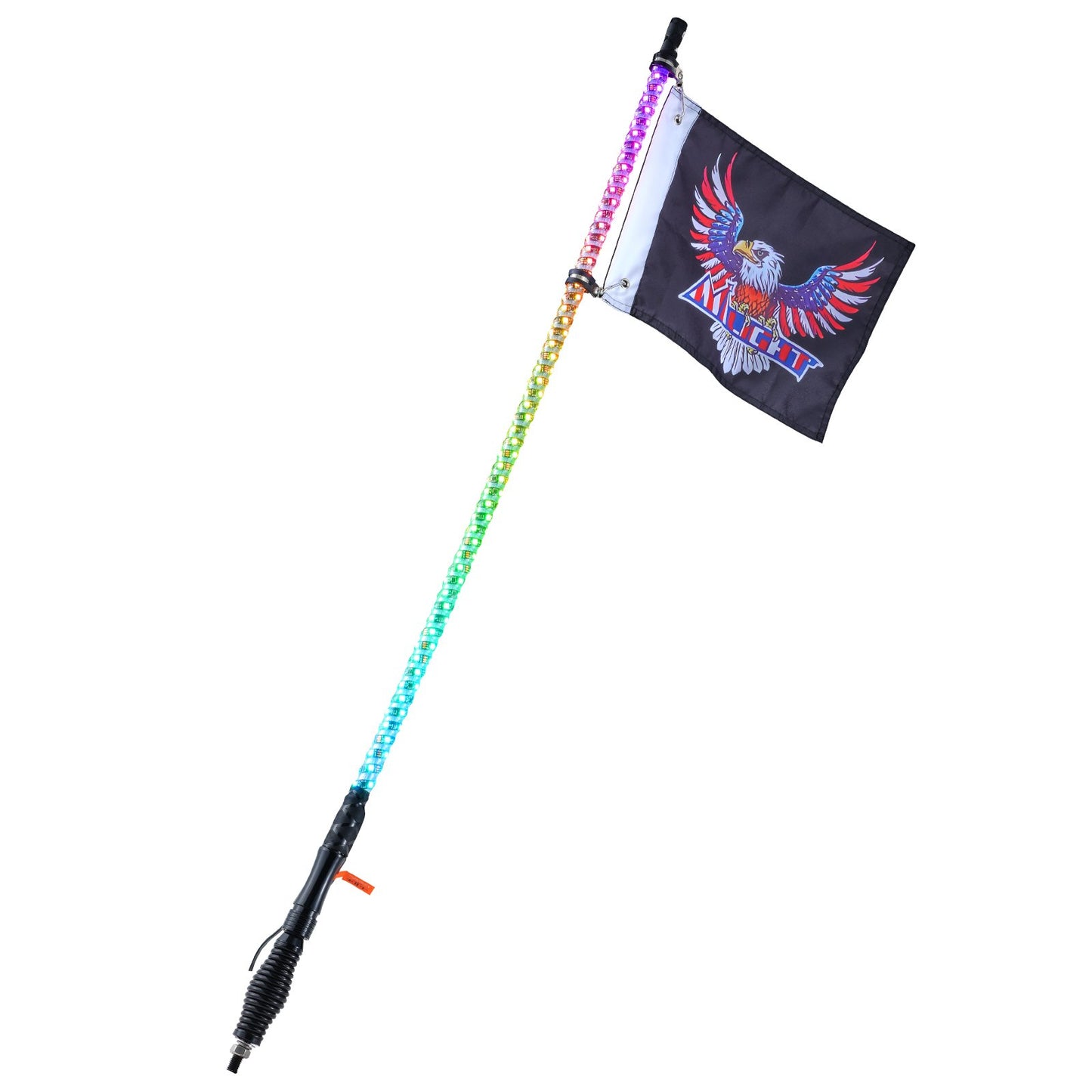1 PC 3 FT Whip Light with Spring Base, Led Whip Light with APP & Remote Control, Waterproof 360° Spiral RGB Chasing Lighted Whip with 2 Flags, for UTVs, ATVs, Motorcycles, RZR, Can-am, Go-karts