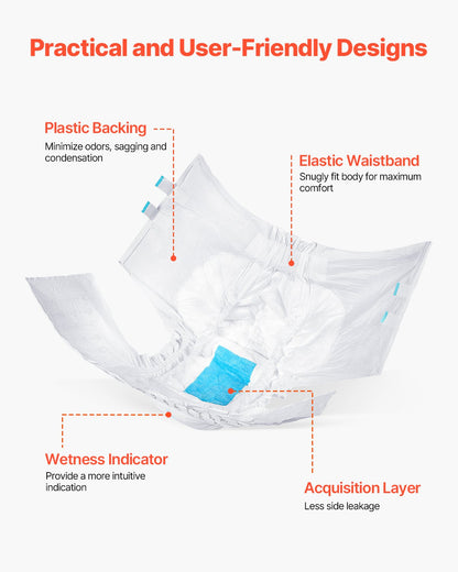 Adult Briefs with Tabs, Super Absorbent Incontinence Briefs for Men and Women, Disposable Adult Diapers with Leakproof 3D Surround Guard & Wetness Indicator - M Size, 40 Count (4 Packs of 10)