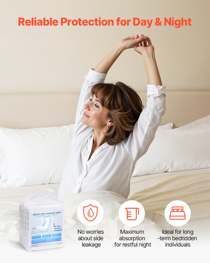 Adult Briefs with Tabs, Super Absorbent Incontinence Briefs for Men and Women, Disposable Adult Diapers with Leakproof 3D Surround Guard & Wetness Indicator - XL Size, 40 Count (4 Packs of 10)