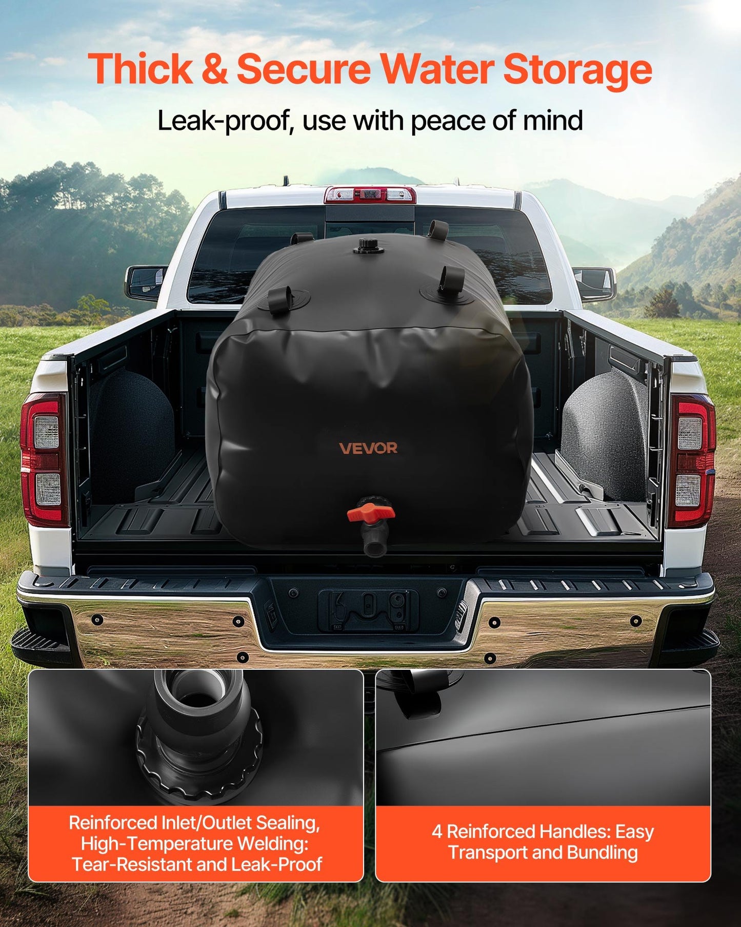 Vattenlagringsblåsa, 240L vattenlagringsbehållare, 1000D PVC stor kapacitet mjuk påseblåsa, hopfällbar och bärbar för trädgårdsbevattning, camping, husbilar, nödanvändning - svart