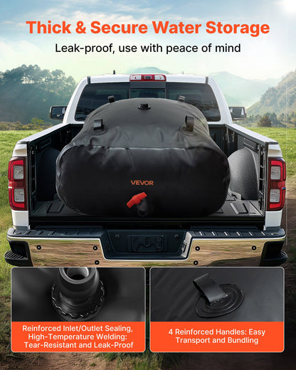 Vattenlagringsblåsa, 330L vattenlagringsbehållare, 1000D PVC stor kapacitet mjuk påseblåsa, hopfällbar och bärbar för trädgårdsbevattning, camping, husbilar, nödanvändning - svart
