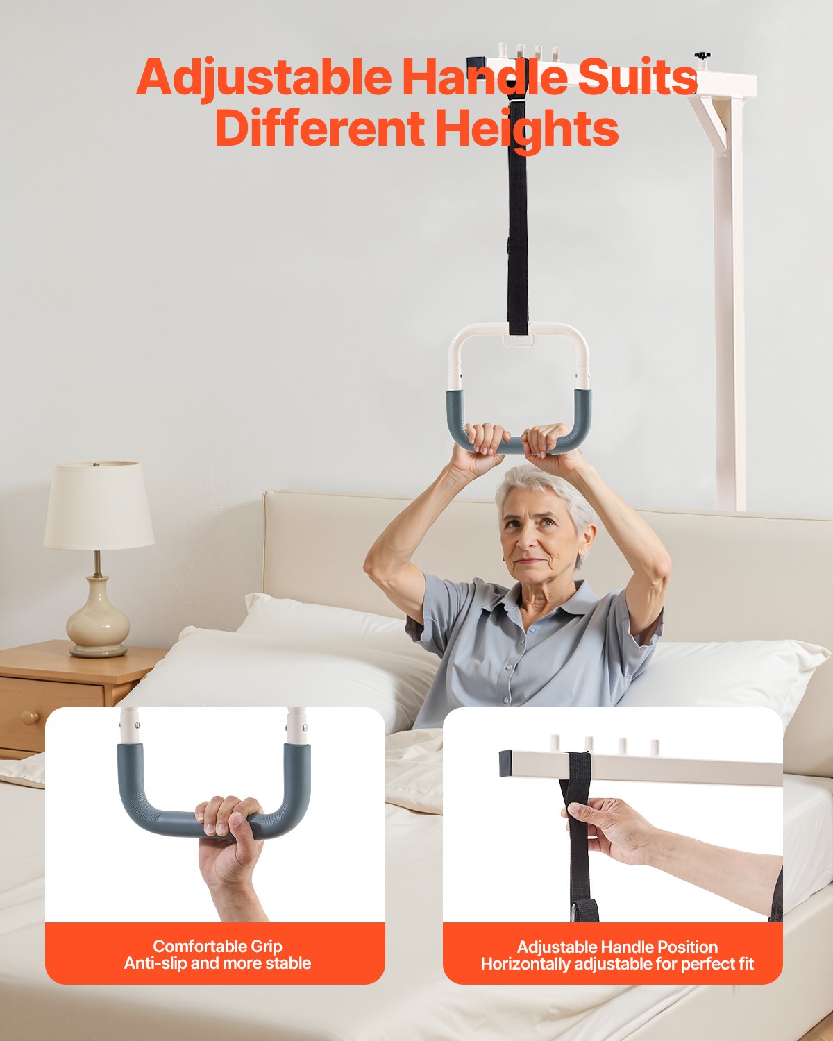 Trapeze Bar for Bed Mobility, Heavy-Duty Steel Free Standing Trapeze Bar 250 LBS Weight Capacity, Hospital Bed Pull Up Assist for Elderly & Disabled, Ideal for Hospitals, Nursing Home, Home Care