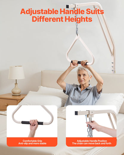 Trapetsstång för sängmobilitet, medicinsk sängtrapets med klämmor och metallkedja, viktkapacitet 250 kg pull up-stång för äldre och funktionshindrade, idealisk för hemsjukvård, sjukhus, vårdhem