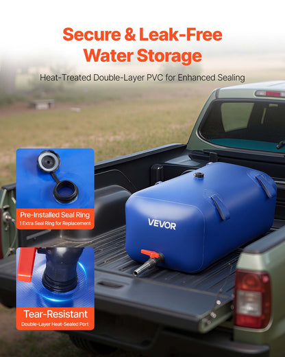 Water Storage Bladder 113L Large Capacity Water Bag, Portable & Collapsible Soft Waters Container, Leakproof & Tear-Resistant PVC Emergency Waters Storage Tank for RV Truck & Outdoor Use