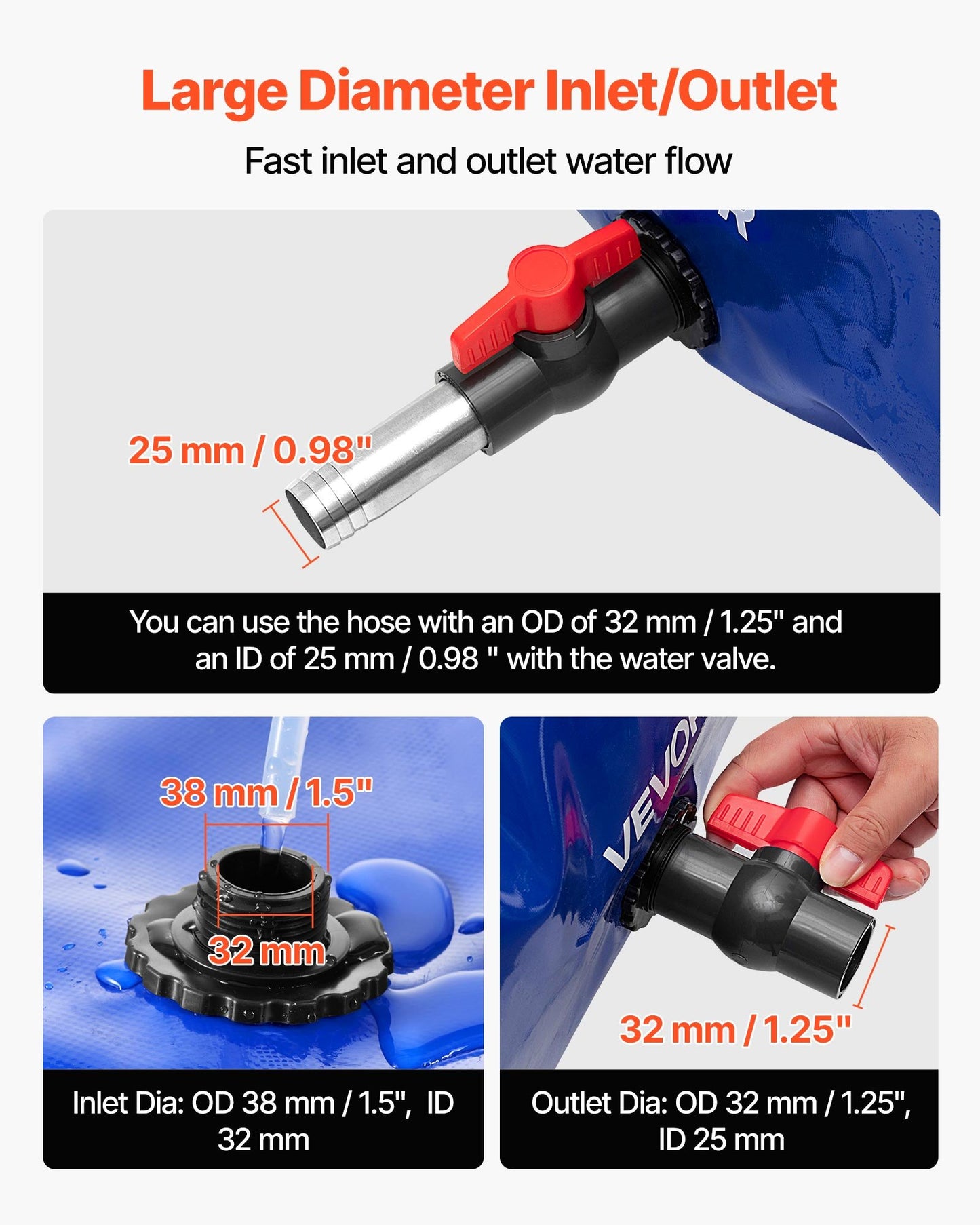 Vattenlagringsblåsa, 400L vattenlagringsbehållare, 1000D PVC stor kapacitet mjuk påseblåsa, hopfällbar och bärbar för trädgårdsbevattning, camping, husbil, brandskydd - Blå