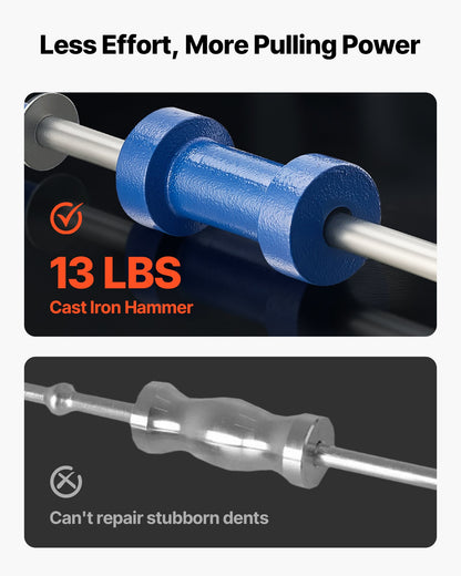 Dent Puller Kit, 5.9 kg 14-in-1 Slide Hammer Dent Removal Kit, Heavy-Duty Auto Body Truck Repair Automotive Damage Remover Tool Repair Frame with Carrying Case, Extension Rod, Non-Slip Handle