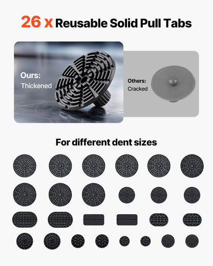 Bucklorsats, 61 delar lackfri bucklorborttagningssats med gyllene lyftare, glidhammare, T-stång, limpistol, verktyg för bilkarosseri, hagelskador, reparation av bucklor, stor liten dörrreparation