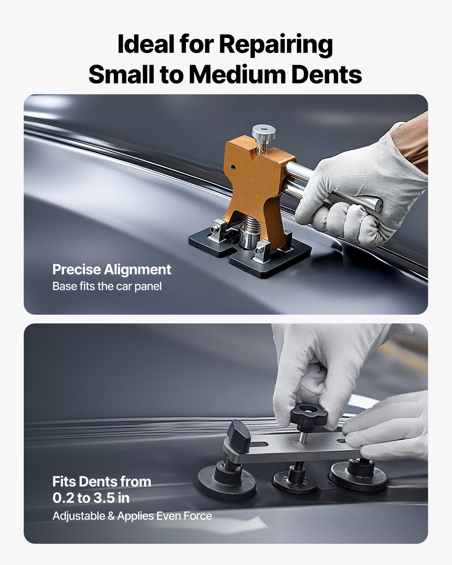 Bucklorborttagningssats, 100 st. lackfri bucklorborttagningssats med gyllene lyftare, bryggavdragare, glidhammare, limpistol, verktyg för borttagning av hagelskador på bilkarosser för reparation av bucklor i bilkylskåpsdörr