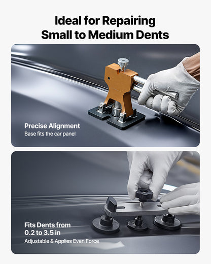 Bucklorborttagningssats, 100 st. lackfri bucklorborttagningssats med gyllene lyftare, bryggavdragare, glidhammare, limpistol, verktyg för borttagning av hagelskador på bilkarosser för reparation av bucklor i bilkylskåpsdörr
