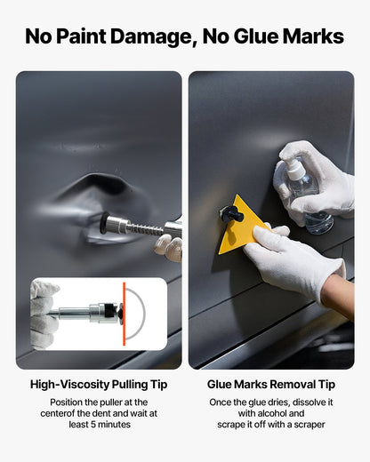 Bucklorborttagningssats, 100 st. lackfri bucklorborttagningssats med gyllene lyftare, bryggavdragare, glidhammare, limpistol, verktyg för borttagning av hagelskador på bilkarosser för reparation av bucklor i bilkylskåpsdörr