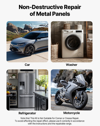 Bucklorborttagningssats, 100 st. lackfri bucklorborttagningssats med gyllene lyftare, bryggavdragare, glidhammare, limpistol, verktyg för borttagning av hagelskador på bilkarosser för reparation av bucklor i bilkylskåpsdörr