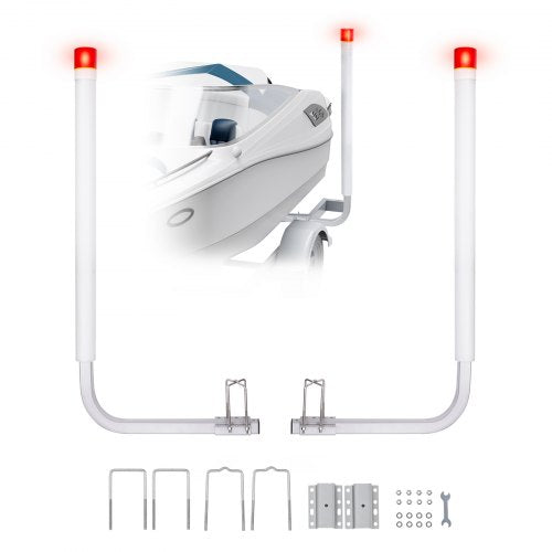 Båttrailerstyrning, 1524 mm med LED-ljus, 2 st. släpvagnsstyrningar i höghård stål, släpvagnsstyrningar med PVC-rör, för skidbåt, fiskebåt eller segelbåtstrailer