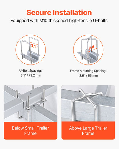 Båttrailerstyrning, 1524 mm med LED-ljus, 2 st. släpvagnsstyrningar i höghård stål, släpvagnsstyrningar med PVC-rör, för skidbåt, fiskebåt eller segelbåtstrailer