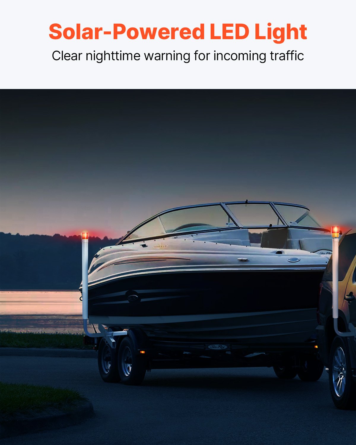 Båttrailerstyrning, 1524 mm med LED-ljus, 2 st. släpvagnsstyrningar i höghård stål, släpvagnsstyrningar med PVC-rör, för skidbåt, fiskebåt eller segelbåtstrailer