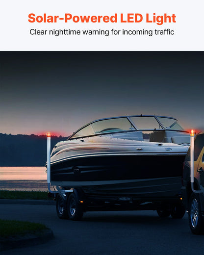 Båttrailerstyrning, 1524 mm med LED-ljus, 2 st. släpvagnsstyrningar i höghård stål, släpvagnsstyrningar med PVC-rör, för skidbåt, fiskebåt eller segelbåtstrailer