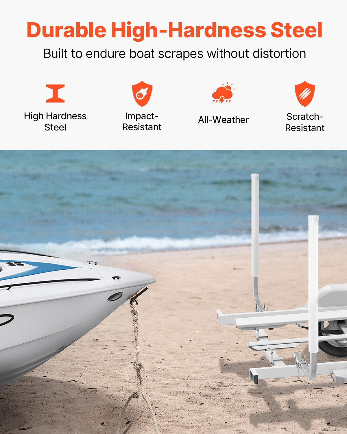 Boat Trailer Guide, 1524mm Adjustable Design Trailer Guide Poles, 2PCS High-Hardness Steel Trailer Guide ons, Trailer Guides with PVC Pipes, for Ski Boat, Fishing Boat or Sailboat Trailer