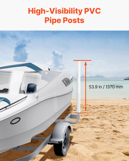 Boat Trailer Guide, 1524mm Adjustable Design Trailer Guide Poles, 2PCS High-Hardness Steel Trailer Guide ons, Trailer Guides with PVC Pipes, for Ski Boat, Fishing Boat or Sailboat Trailer
