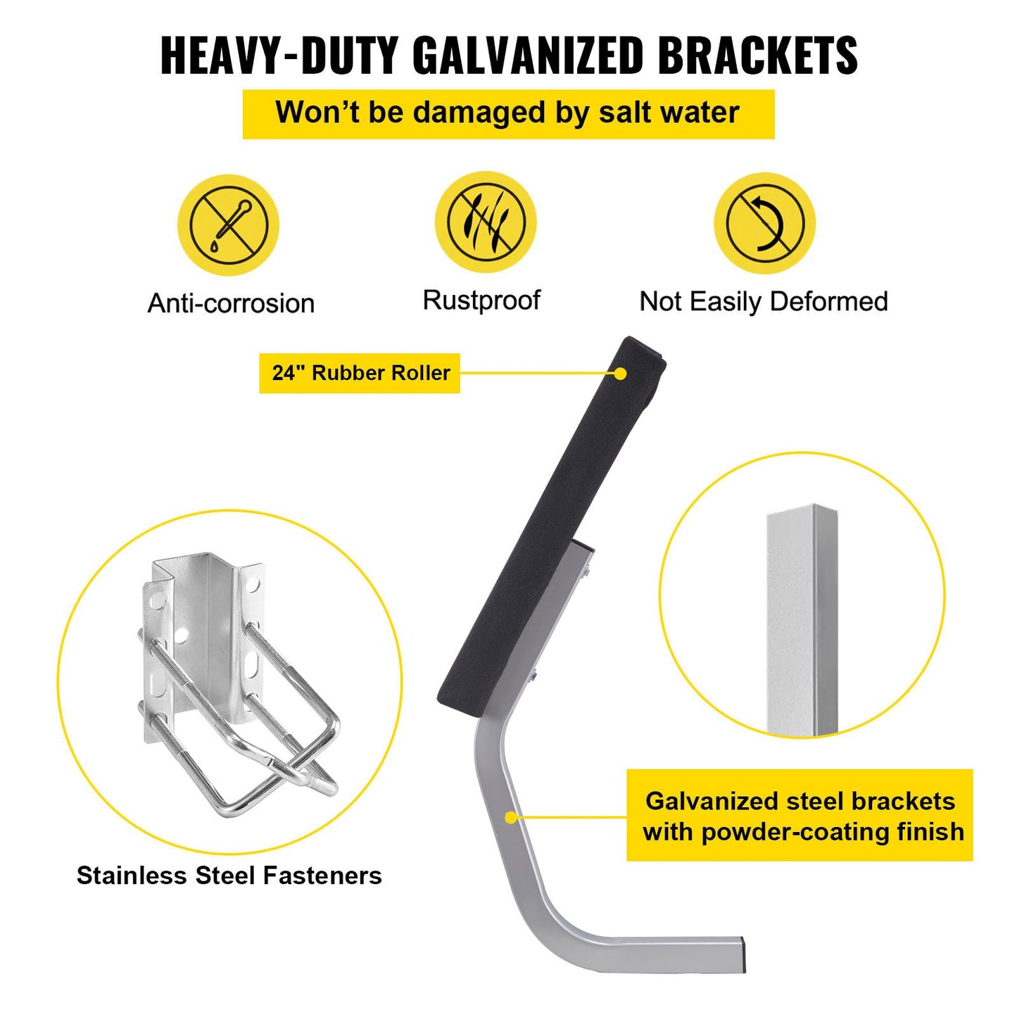 Båttrailerguide på, 20 tum, ett par släpvagnspontonbrädor, stålsläpvagnsguider, kompletta monteringstillbehör ingår, för skidbåt, fiskebåt eller segelbåtstrailer