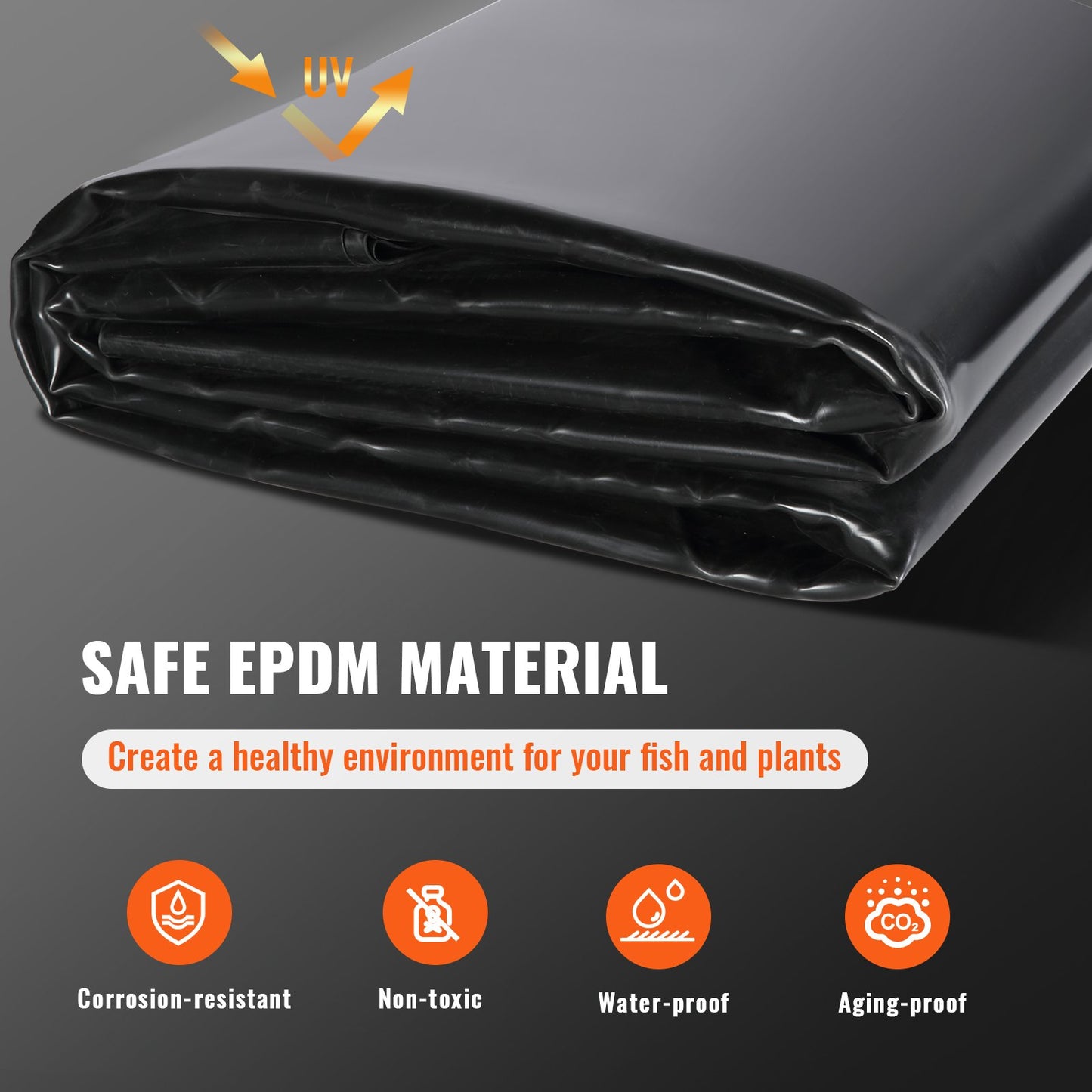 Pond Liner, 10 x 15 ft 45 Mil Thickness, Pliable EPDM Material Pond Skins, Easy Cutting Underlayment for Fish or Koi Ponds, Water Features, Waterfall Base , Fountains, Water Gardens, Black