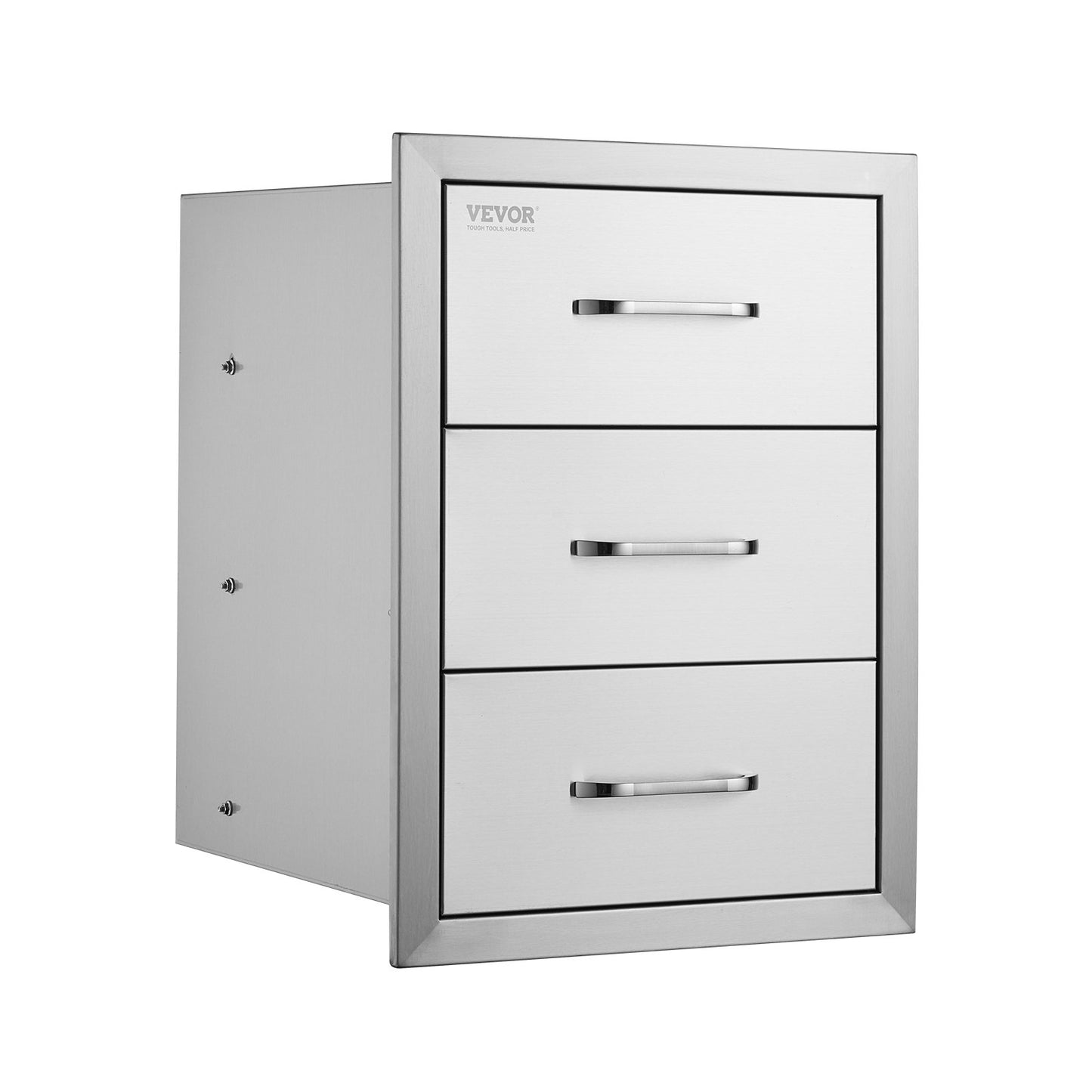 Lådor för utekök 40 cm B x 51 cm H x 46 cm D, Infällda grilllådor med trippel åtkomst och handtag i rostfritt stål, grillö för utekök eller grillö, uteplatsgrillstation