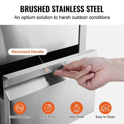 201 Grillö i rostfritt stål med trippellådor, 46 cm B x 61 cm H