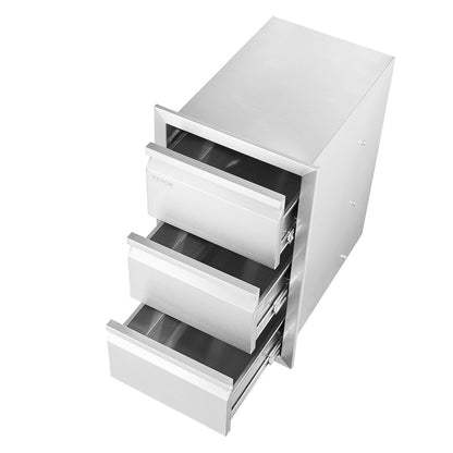 201 Grillö i rostfritt stål med trippellådor, 46 cm B x 61 cm H