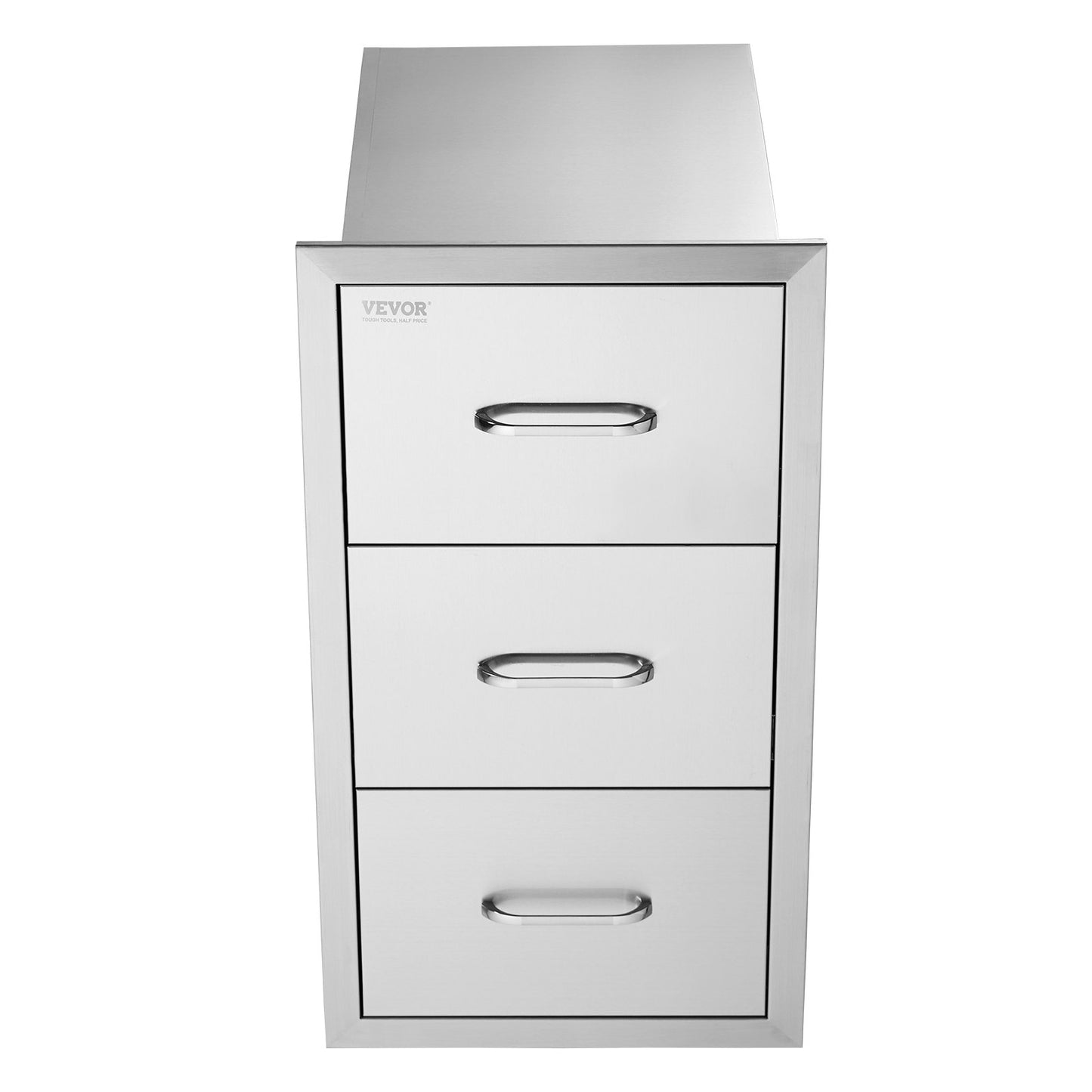 Utekökslådor 40 cm B x 74 cm H x 51 cm D, Infällda grilllådor med trippel åtkomst i rostfritt stål med handtag, grillö för utomhuskök eller uteplatsgrillstation