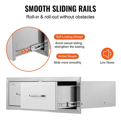 75*25 cm BBQ-låda med dubbla horisontella lådor, hållbara med förvaringsskåp