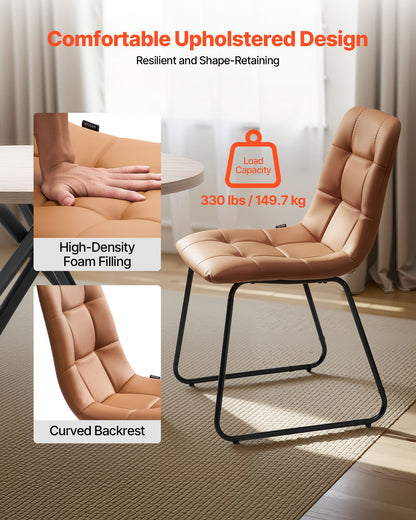 5-delat matbordsset, platsbesparande runt köksbord med 4 stoppade orange stolar, PU-läderdynor, modernt skrivbord i träton med justerbara fotstöd för matsal, små utrymmen