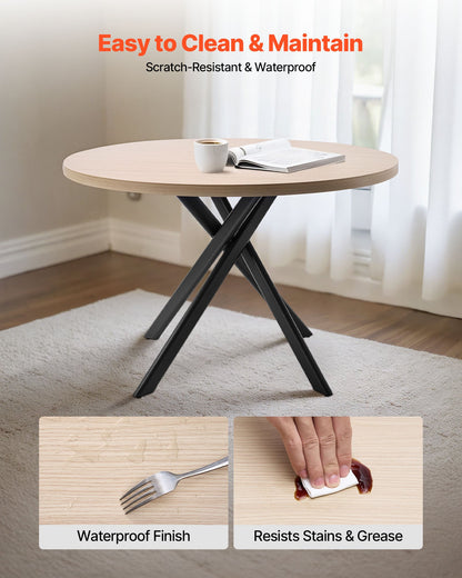 5-delat matbordsset, platsbesparande runt köksbord med 4 stoppade orange stolar, PU-läderdynor, modernt skrivbord i träton med justerbara fotstöd för matsal, små utrymmen