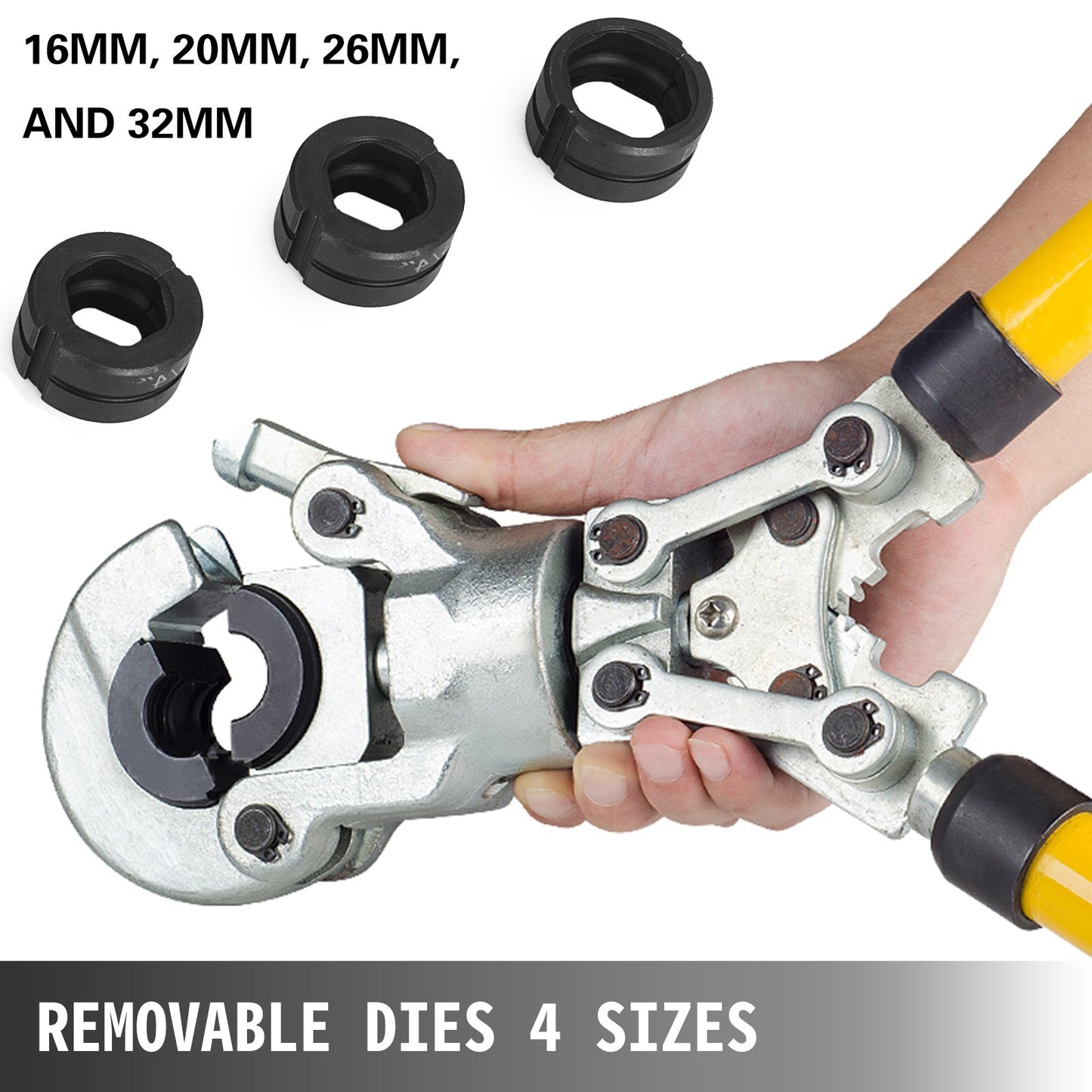 Pipe Crimping Pliers Hand Pressing Kit with 6 Pieces Tool PEX Presser ø16 - 32 mm for Composite Pipe Pex-Al-Pex Aluminum Composite Pipes