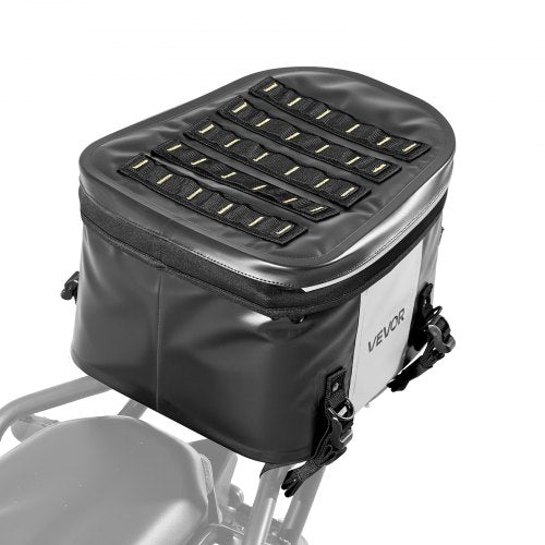 Motorcycle Tail Bag, 28 L Motorcycle Rear Seat Bag with Waterproof Fabric, Outdoor Sports Motorbike Luggage Storage Trunk Handbag with Pocket & Adjustable Buckle, Universal Fit Rear Racks, Black